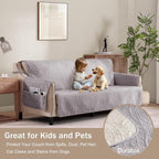 Cloud Purple Sofa Covers with Pockets, Anti-Slip Medallion Couch Covers - Image 8