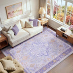 RELEANY Washable Area Rug, Water Repellent, Pet Friendly, Vintage Floral Boho by RELEANY