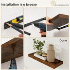 Fun Memories Floating Shelves for Wall, 32 Inch Set of 2 Rustic Wood Wall - Image 8