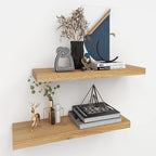 Oak Floating Shelves for Wall，24in Wall Mounted Display Ledge Shelves Perfect by INHABITUNION