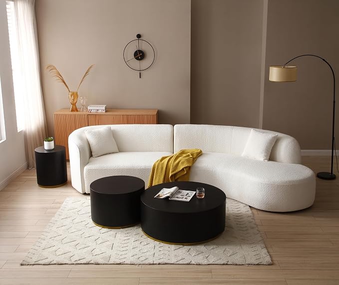 SSLine Classic Drum-Shape Living Room Table Contemporary Round Coffee Table End - Image 4