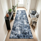 Rugflix 3x8 Runner Rug for Hallway, Washable Navy Blue Long Runners | Machine by RugflixAreaRugs