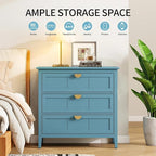 31.5" Blue Accent Storage Cabinet, Modern 3-Drawer Decorative Sideboard - Image 6