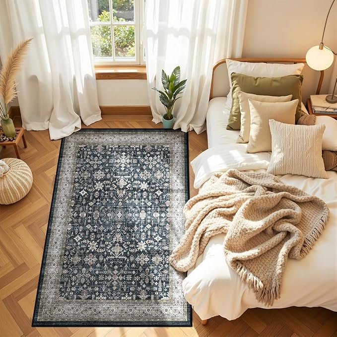 Washable Area Rug 3x5 for Bedroom Kitchen | Low Pile; Non Slip;Machine - Image 4