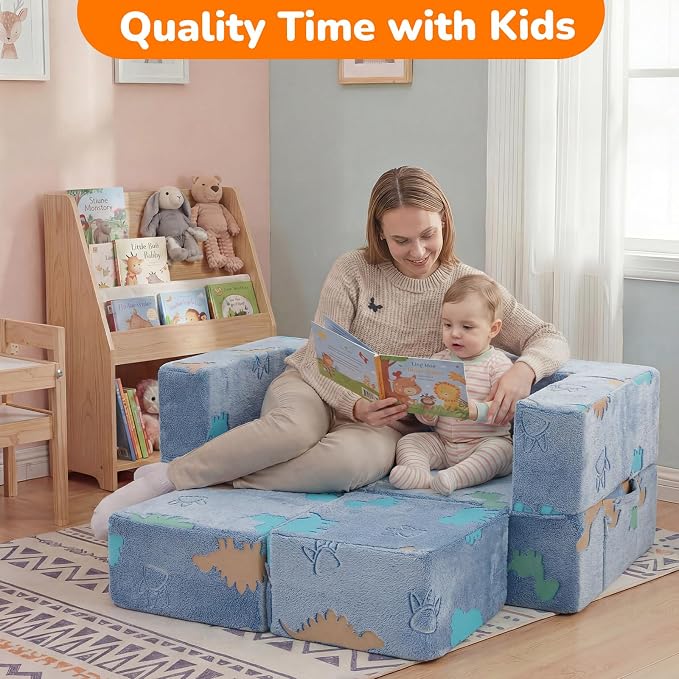 MeMoreCool Modular Kids Couch Dinosaur, Glow Dino Play Toddler Couch - Image 7