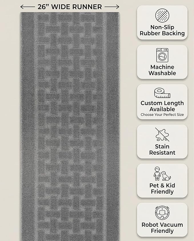 Runner Rug 35 ft, Extra Long Non-Slip Washable Rug, Rubber Backing, Rolled in - Image 5