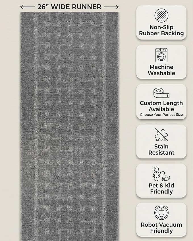 Runner Rug 32 ft, Extra Long Non-Slip Washable Rug, Rubber Backing, Rolled in - Image 5