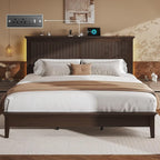 Lifezone King Bed Frame with Headboard, Solid Wood Bed Frame King Size with - Image 6