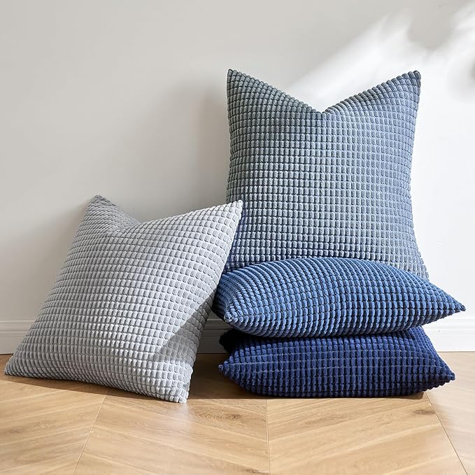 MIULEE Blue Decorative Pillow Covers 20x20 Inch Set of 4 Boho Western Farmhouse - Image 3