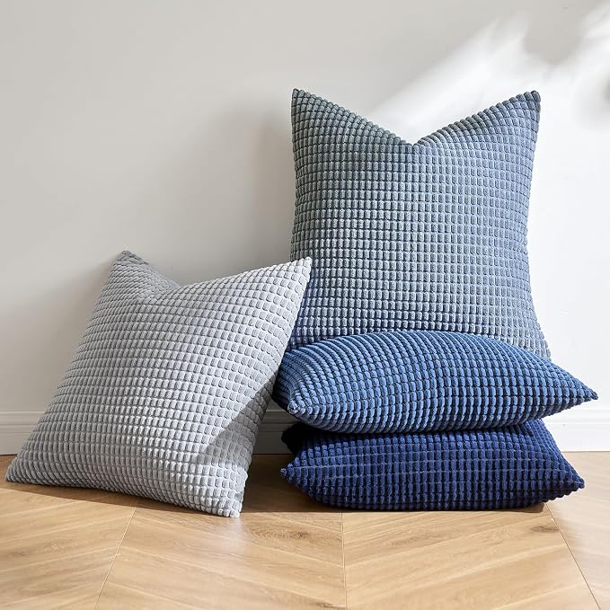 MIULEE Blue Decorative Pillow Covers 22x22 Inch Set of 4 Boho Western Farmhouse - Image 3