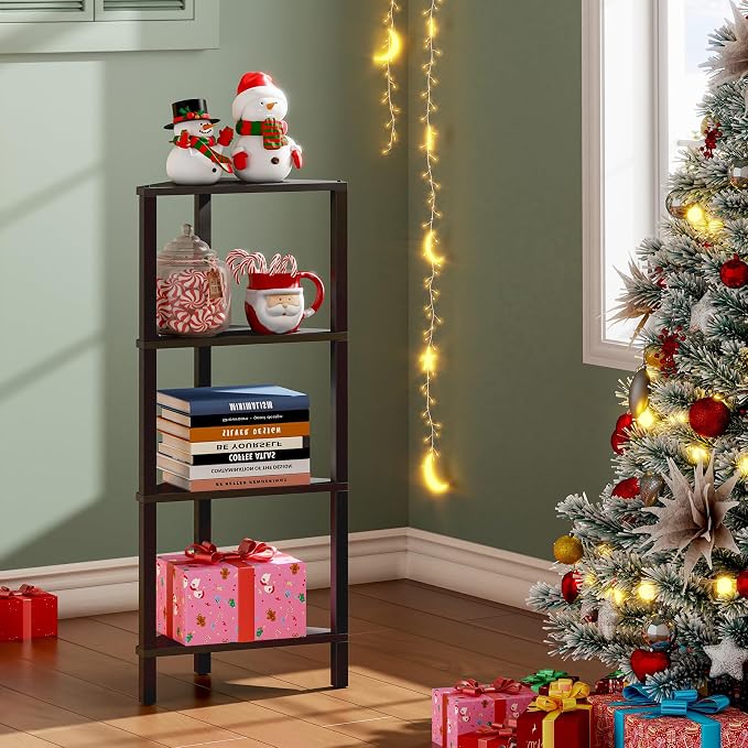 TUTOTAK Corner Shelf, 4-Tier Corner Bookshelf - Image 3