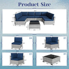 KIGOTY Patio Furniture Set, 7 Pieces Modular Outdoor Sectional Sofa, PE Rattan - Image 3