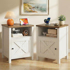 Marsail Farmhouse Nightstand, Wood Bedside Table by Marsail