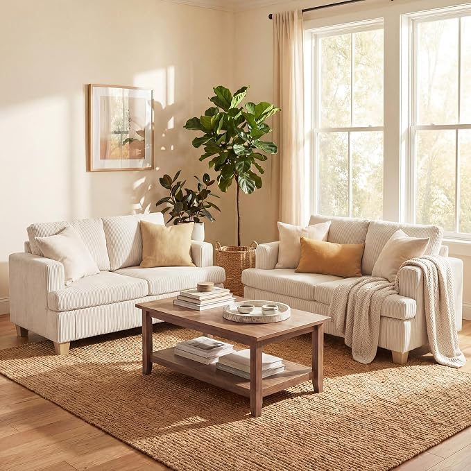 YOUDENOVA 2 Piece Set Comfy Sofa Couch, Loveseat Sofa * 2 by YOUDENOVA