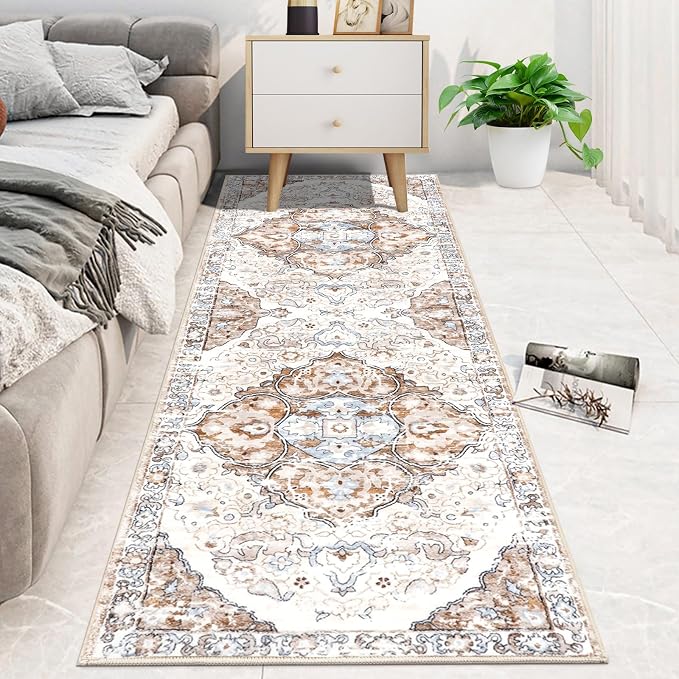 HEBE Hallway Runner Rug 2'x6', Washable Non Slip Kitchen Rug Runner | Soft Boho - Image 7