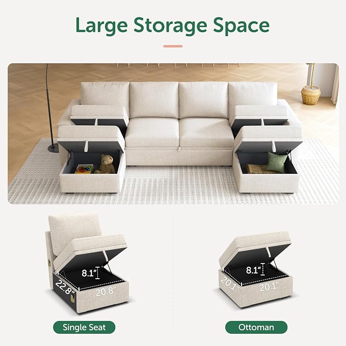HONBAY Modular Sectional Sleeper Sofa Bed, Sectional Couch - Image 3