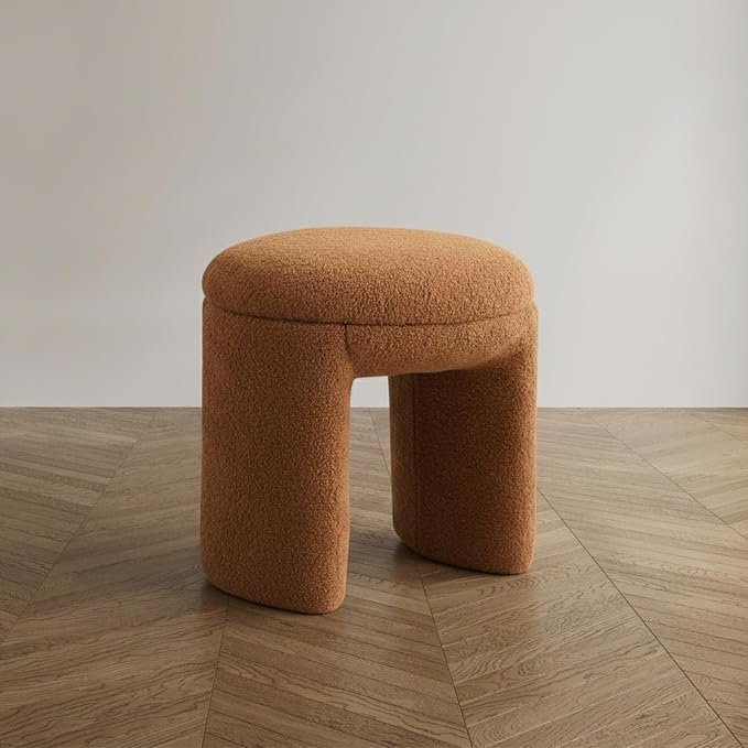 Furniture of America Rami Modern 18-inch Solid Wood Upholstered Ottoman - Image 2