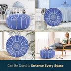 Genuine Leather Round Pouf Cover - Image 8