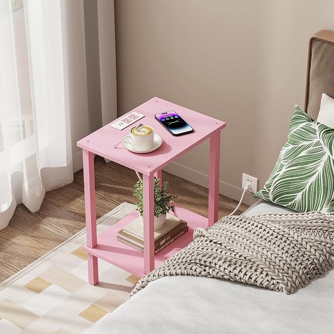 TUTOTAK End Table with Charging Station, Small Side Table with Outlets - Image 4