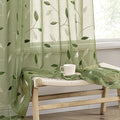 MIULEE Sage Green Sheer Curtains 2 Panels Leaf Patterned, W52 x L96 | by MIULEE