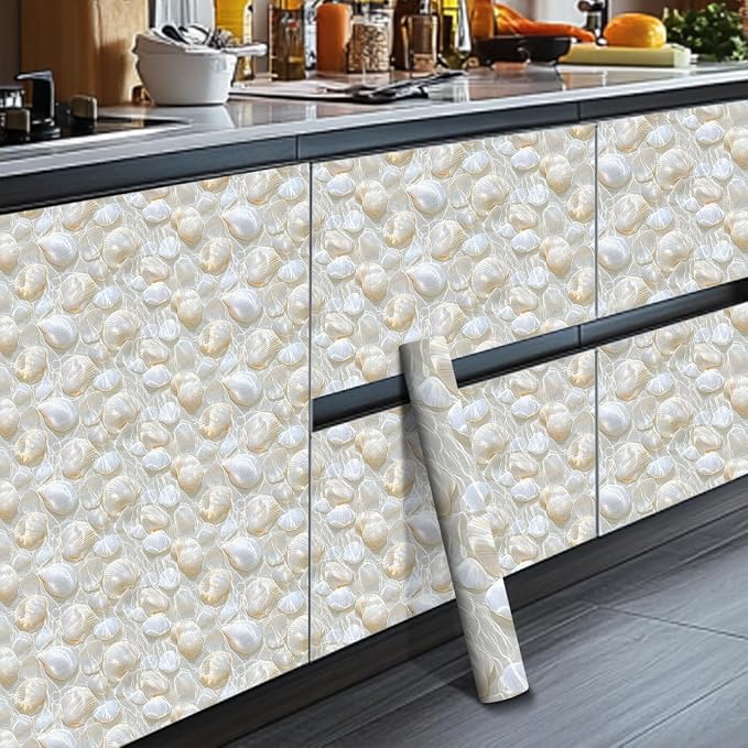 HOMETITUTE Pearl Pattern Wallpaper Peel and Stick Self Adhesive Vinyl Wall - Image 6