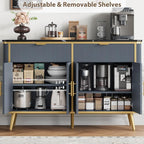 47.2" Buffet Storage Cabinet, Modern Fluted Coffee Bar Station - Image 8