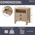 Arden Rustic Wood Nightstand - Image 3
