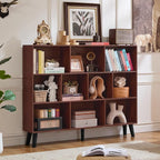 LEYAOYAO 10 Cube Bookshelf, 3 Tier Vintage 55" Wide Bookcase - Image 4