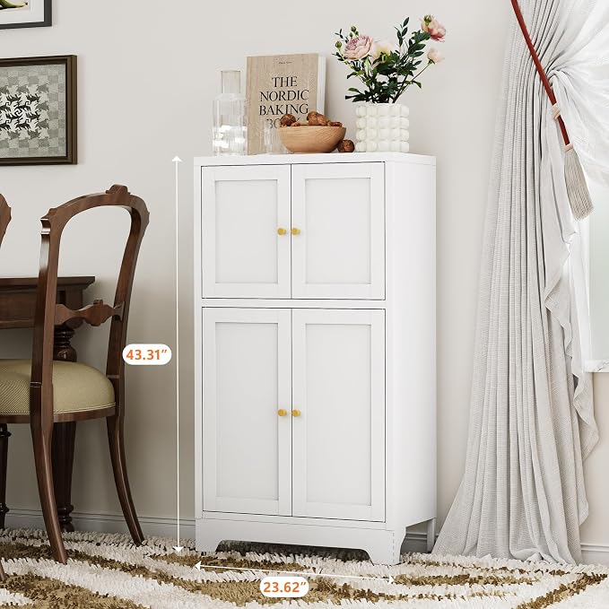 YAUWOH White Bathroom Floor Cabinet, Metal Storage Cabinet - Image 6