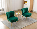 Velvet Accent Chair Set of 2 Comfy Living Room Chairs - Image 8