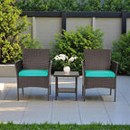 FDW | 3-Piece Patio Furniture Set | Brown & Blue | Outdoor Wicker Furniture - Image 6