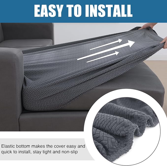 Smiry Waterproof Couch Cushion Covers, Stretch Jacquard Sectional Couch Covers - Image 4