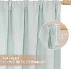 Linen Sheer Curtains 84 inch for Living Room, Light Blue, 2 Panels | Light - Image 3