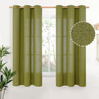 YoungsTex Olive Green Linen Curtains 63 Inches Length by YoungsTex