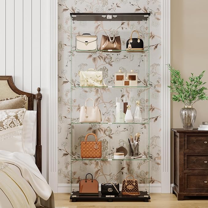 APRILSOUL Glass Display Cabinet 5-Shelf - Image 5
