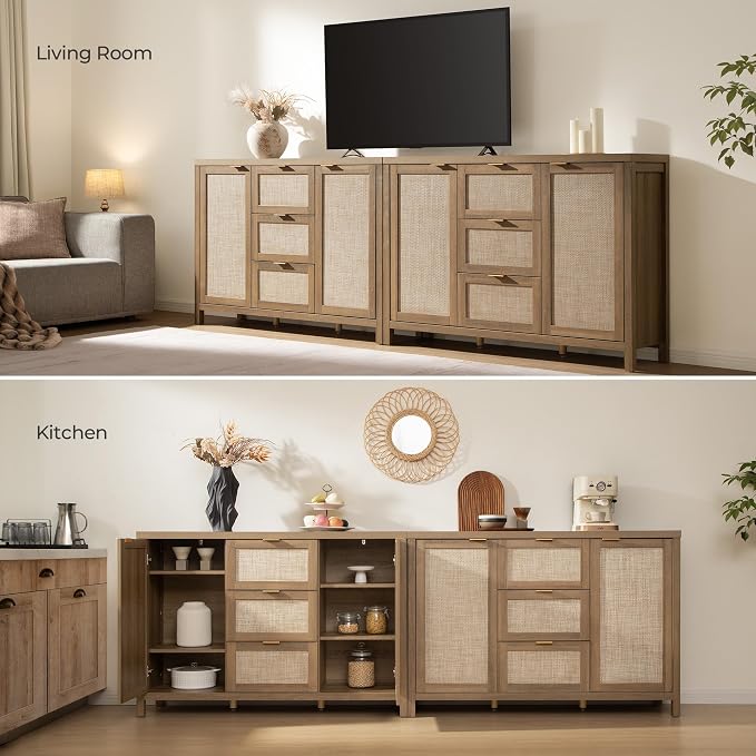 SICOTAS Rattan Large Sideboard Buffet Cabinet - Image 5