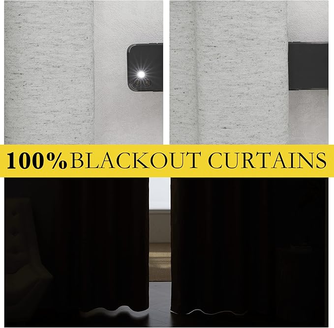 NICETOWN Grey Long Linen Full Shade Panels, Pair of Thermal Insulated & Energy - Image 3
