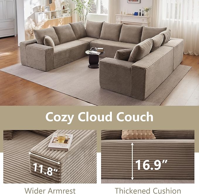 Sectional Cloud Couch for Living Room, Modular Floor Deep-Seat Sofa, Big Comfy - Image 8