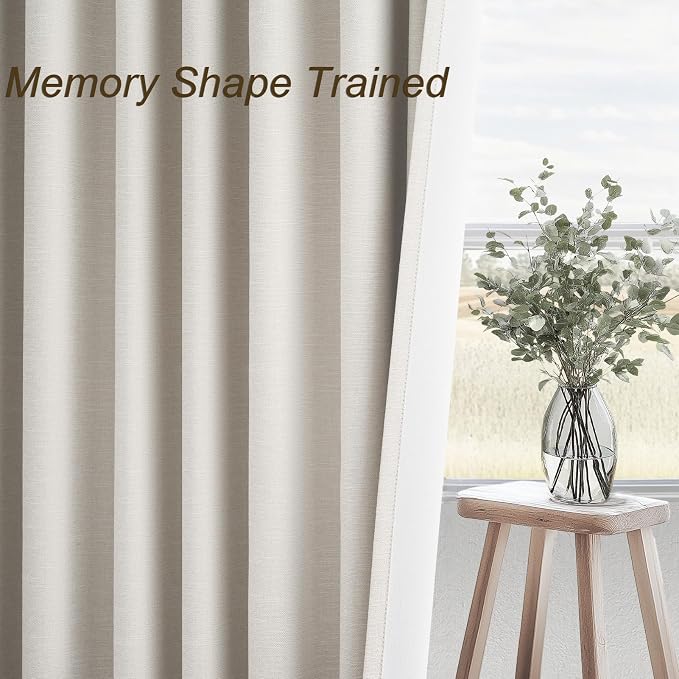 Topfinel 45 Inches Long Linen Blackout Curtains Tiers - Image 5