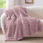 BEDELITE Striped Fleece Throw Blanket, Berry Purple, Soft Cozy, Lightweight Warm - Image 3