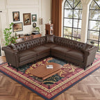 KEIKI 99" L-Shaped Luxury PU Leather Chesterfield Sectional Sofa - Image 3