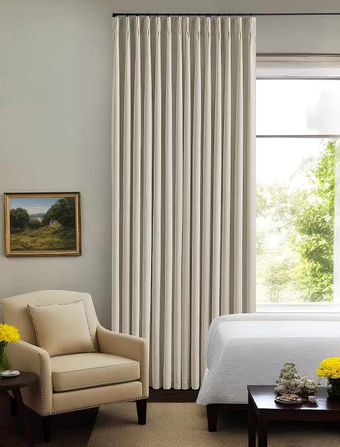 Burlywood Birch 100% Blackout Pinch Pleated Linen Curtains 112 Inches Long | - Image 8
