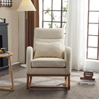 VINGLI Beige Linen Nursery Rocking Chair - Image 8