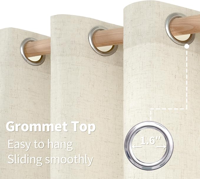 YoungsTex Natural Linen Curtains 63 Inch Length 2 Panels, Grommet Light - Image 6