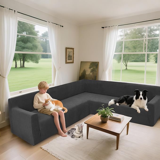 Arfntevss Stretch Sectional Couch Covers L Shaped Corner Sectional Sofa Cover - Image 2