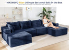 MAXYOYO 132" Giant U-Shaped Modular Sectional Couch, Modern Boneless Couch - Image 3