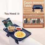 SINWANT Couch Armrest Table, Bamboo Couch Arm Table 360° Phone Holder, Foldable - Image 3