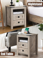 T4TREAM Nightstand with Charging Station, End Table, Side Table with 2 Drawers - Image 8