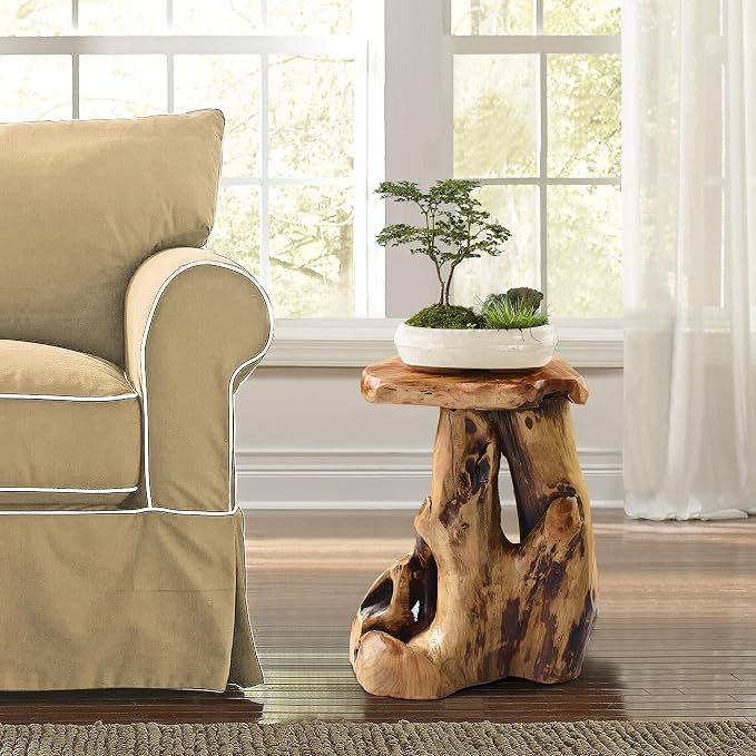 MISC Cedar Roots Natural Flower Stand Reclaimed Woods End Table Finish Wood by Unknown