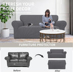 Easy-Going Stretch Oversized Loveseat Couch Covers Washable Grey | 1-Piece - Image 4